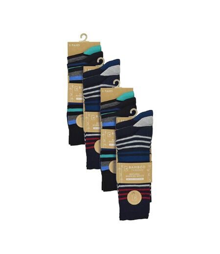 Sock Snob - 12 Paires Homme Chaussettes Bambou Fantaisie Rayures Design