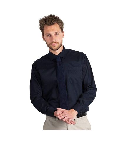 B&C Mens Sharp Twill Cotton Long Sleeve Shirt / Mens Shirts (Navy Blue) - UTBC113