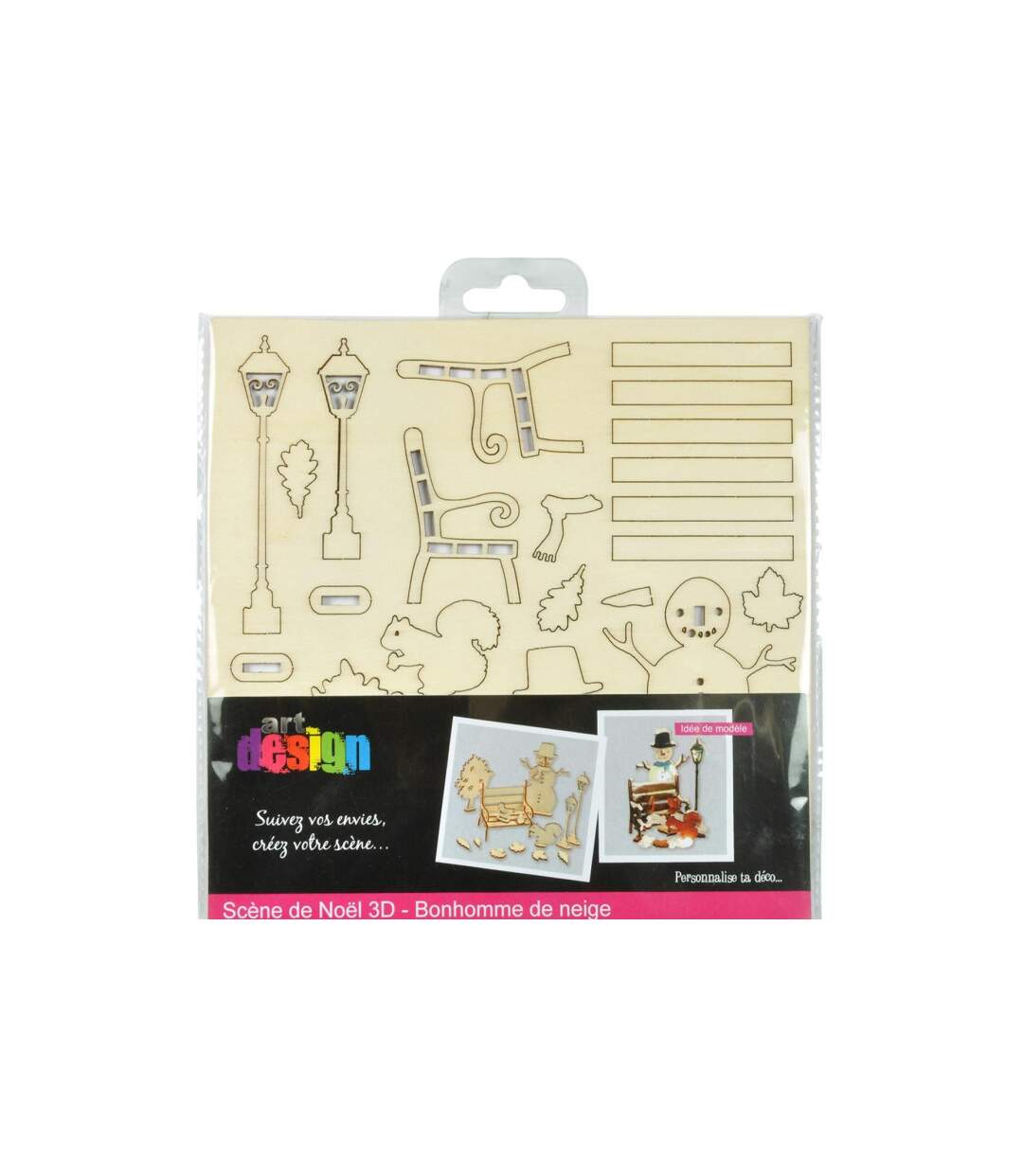 Kit Scènes de Noël 3D Bonhomme de Neige 10cm Naturel-2
