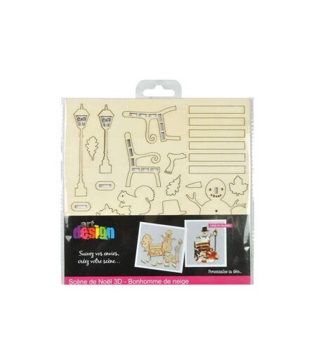 Kit Scènes de Noël 3D Bonhomme de Neige 10cm Naturel