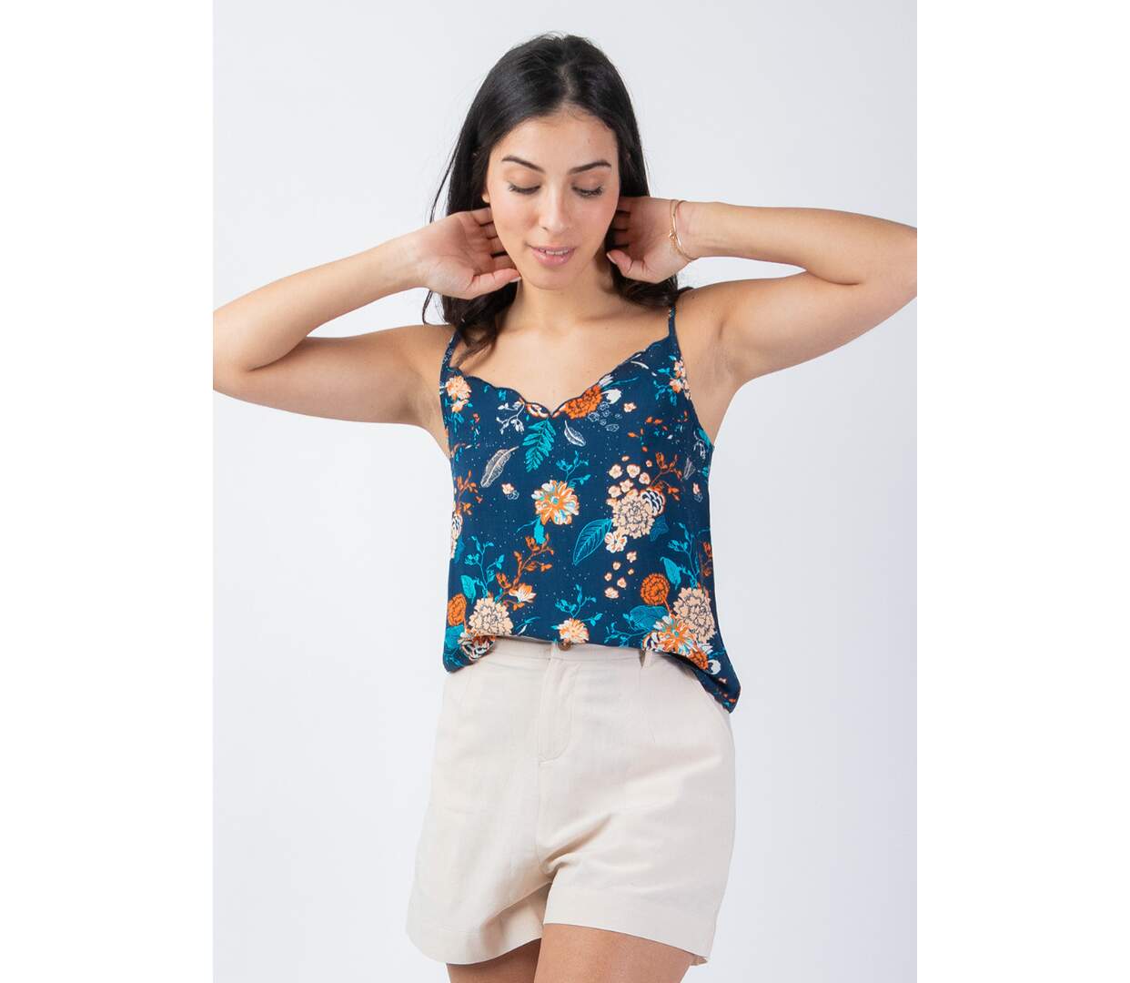 Top fines bretelles AMORE imprimé fleuri lumineux Coton Du Monde-2