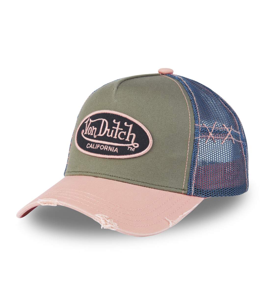 Casquette trucker avec filet effet usé et patch brodé Used Vondutch-1