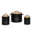 Lot de 3 Boites en Métal Black Bambou 28cm Noir-1