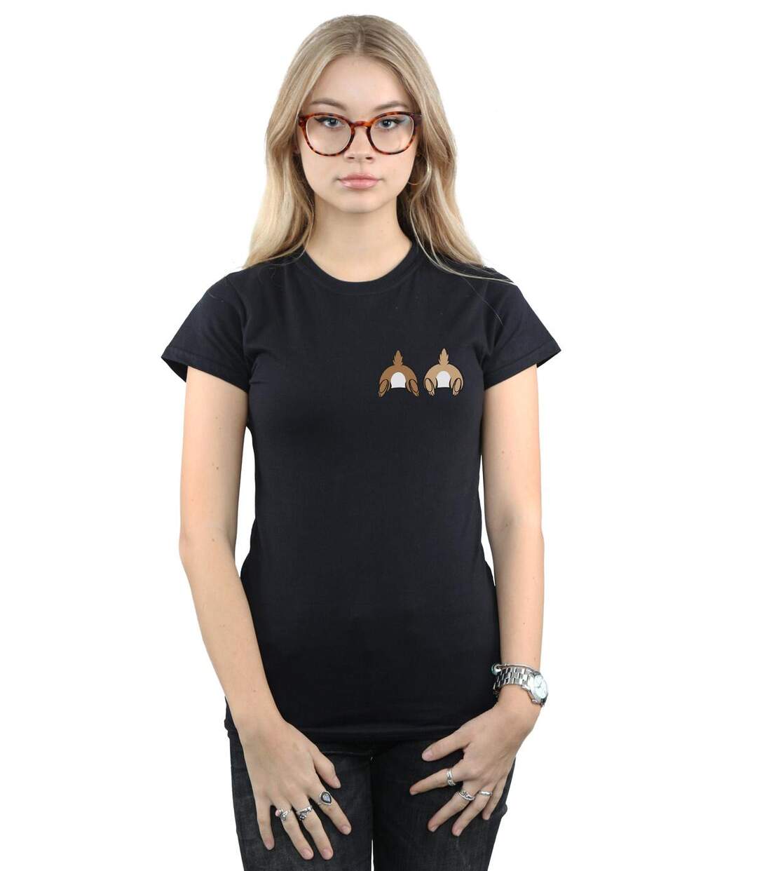 Disney - T-shirt CHIP N DALE BACKSIDE BREAST PRINT - Femme (Noir) - UTBI15541-2