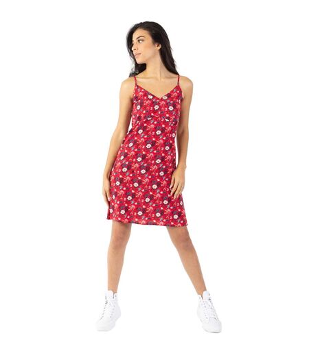 Robe courte fines bretelles BEA rouge fleurie Coton Du Monde