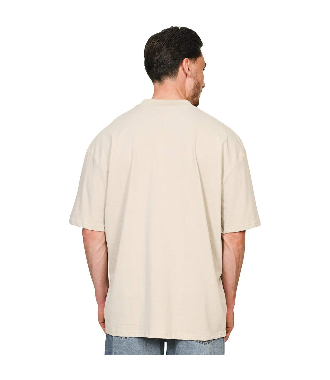 Unisex adult combed ringspun cotton extended neckline tall oversized t-shirt stone Casual Classics-4