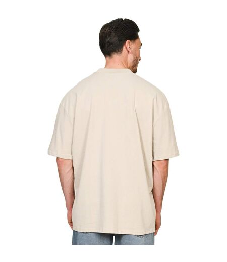 Unisex adult combed ringspun cotton extended neckline tall oversized t-shirt stone Casual Classics