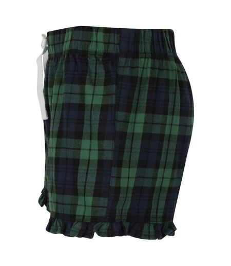 Womens/ladies tartan frill shorts navy/green SF