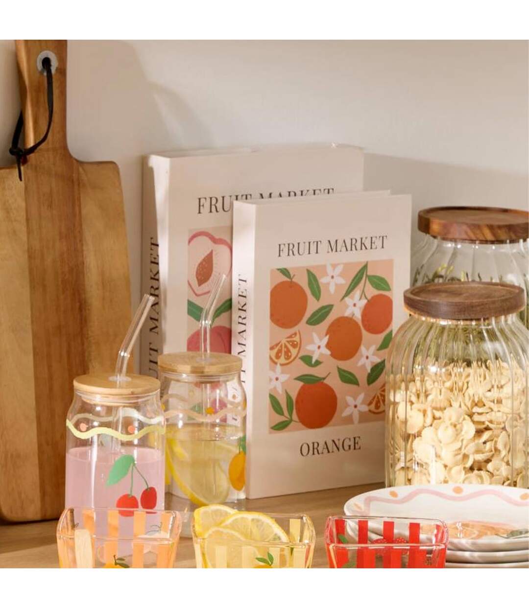 Lot de 2 Boîtes Livres Fruity 33cm Beige-3