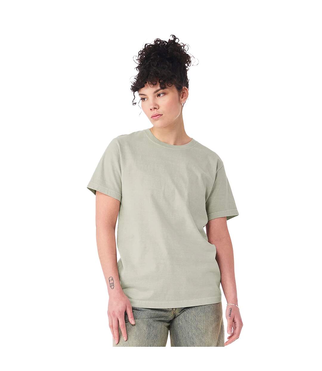 Unisex Adult Washed Canvas Heavyweight T-shirt Washed Thyme Bella + Canvas-4