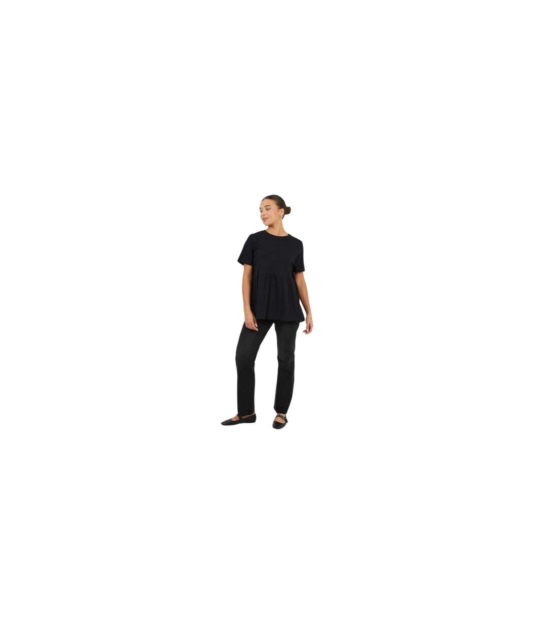 Womens/ladies Swing Smock Panel T-shirt Dress Black Brave Soul-1