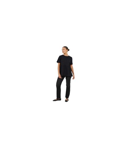 Womens/ladies Swing Smock Panel T-shirt Dress Black Brave Soul