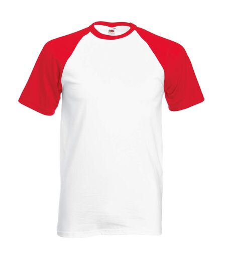 T-shirt de baseball à manches courtes  pour homme blanc/rouge Fruit of the Loom