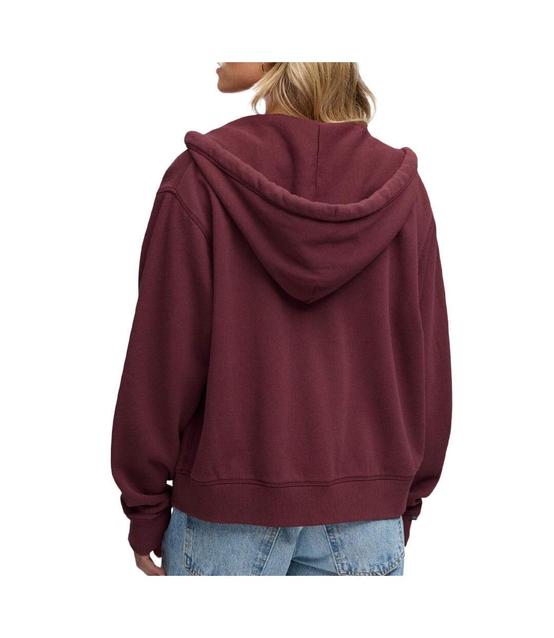 Sweat zippé à capuche femme bordeaux superdry relaxed-2