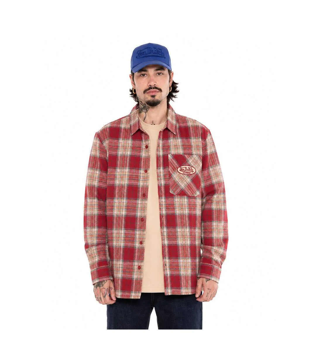 Chemise à carreaux manches longues femme avec poche patch tissé Deby Vondutch-1