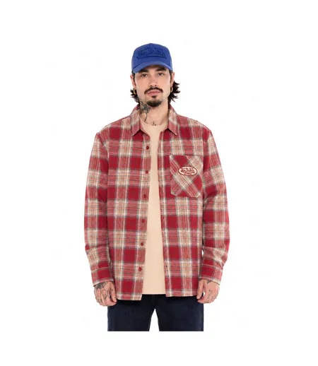 Chemise à carreaux manches longues femme avec poche patch tissé Deby Vondutch