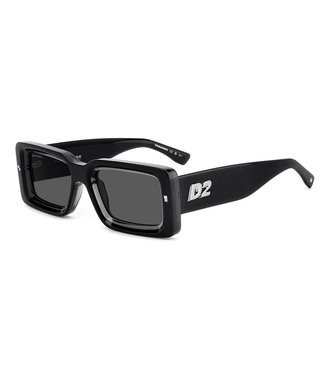 Mens Rectangular Sunglasses 52cm Black Grey DSquared2-1