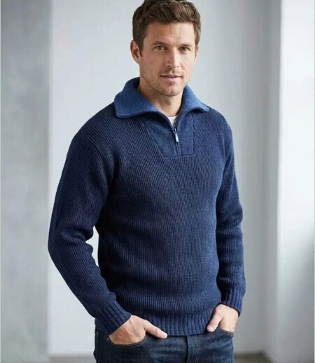 CHALLENGER PRIMO6 — Pull camionneur col camionneur marine/bleu : chaleur et style authentique
