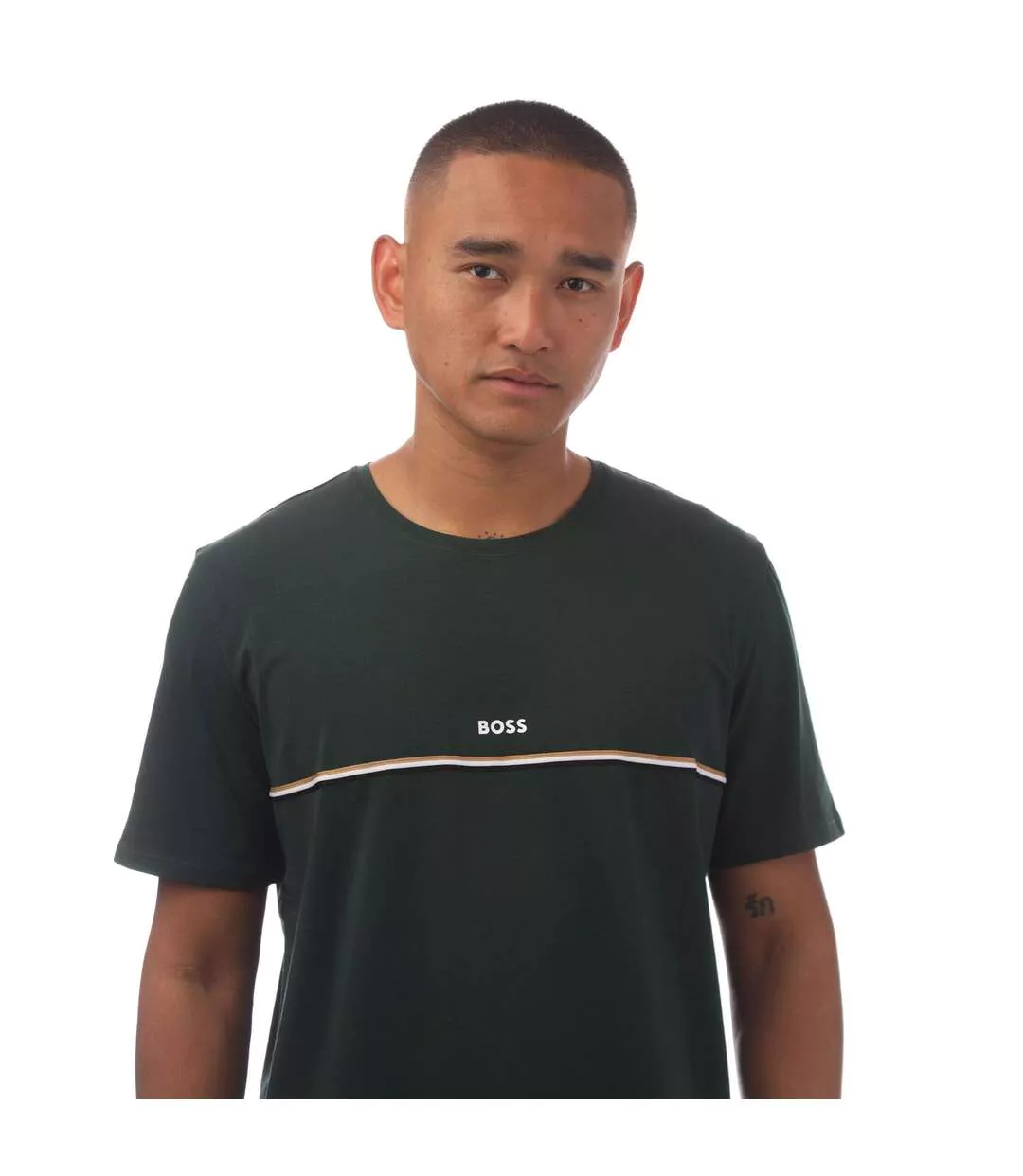 T-shirt Style Logo Homme Vert Hugo Boss-4