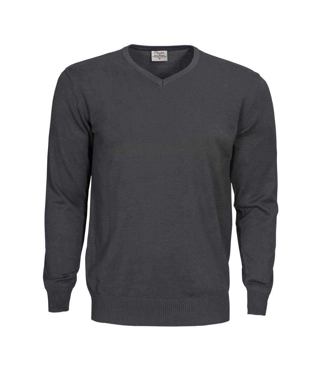 Mens Forehand Knitted V Neck Sweatshirt Steel Grey Printer-1