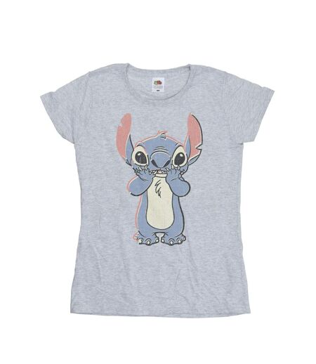 Disney T-shirt en coton à gros motifs Lilo And Stitch Femme/Femme (Gris sportif) - UTBI25424
