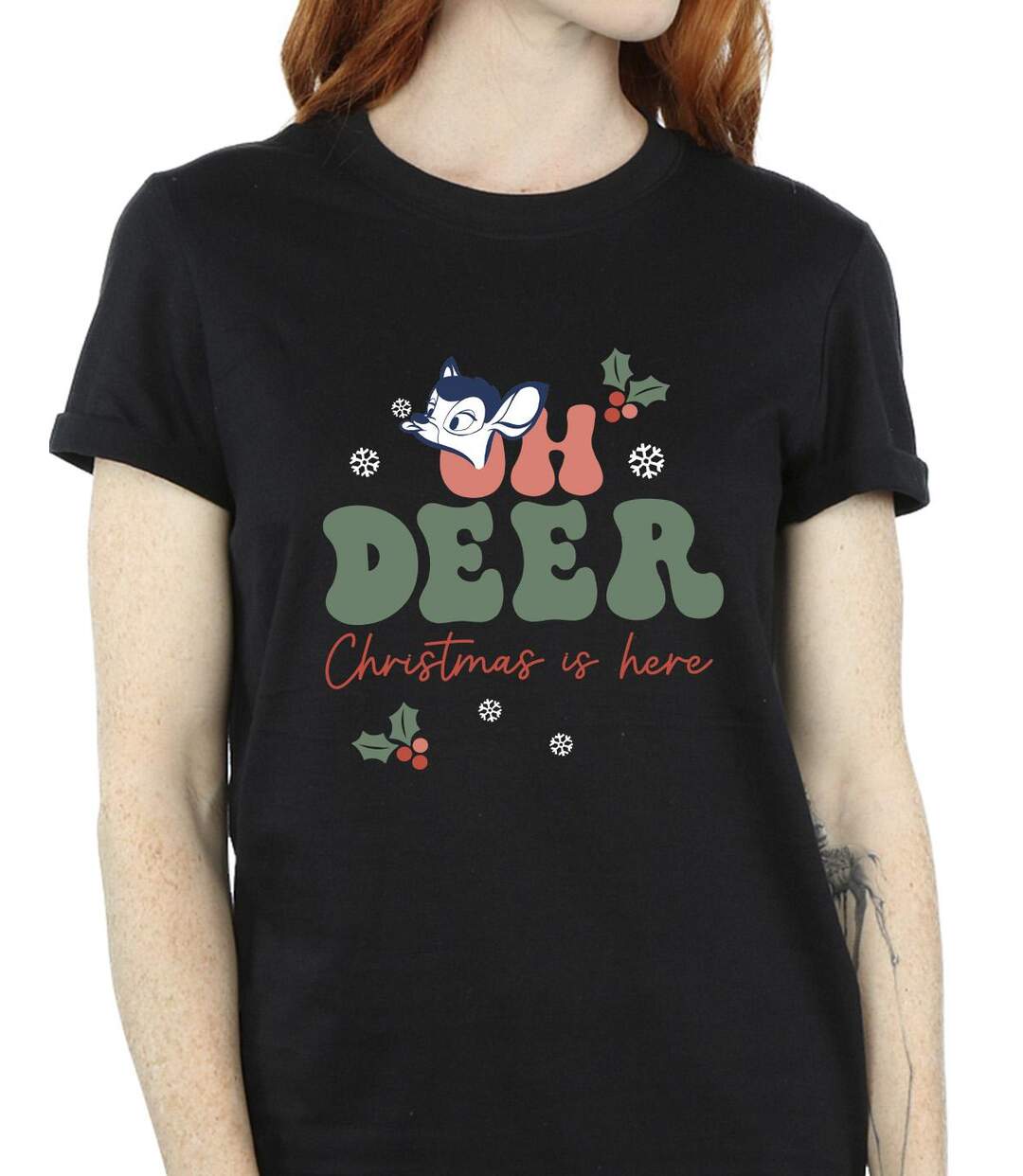 Disney Femme/Ladies Bambi Oh Deer Cotton Boyfriend T-Shirt (Noir) - UTBI47790-3
