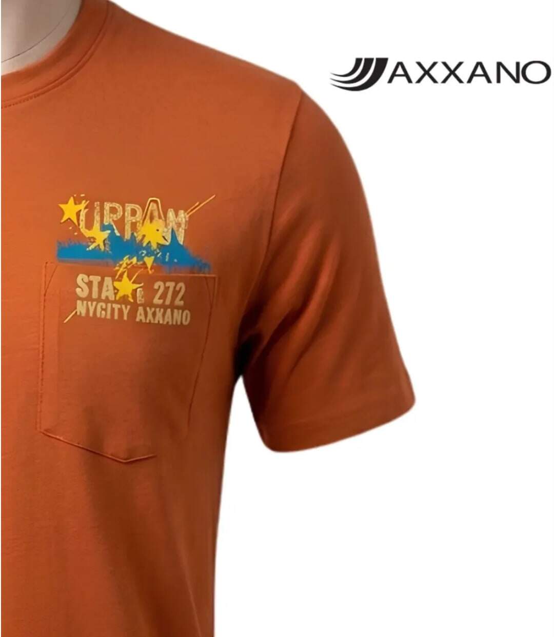 AXXANO AE1142O — Tee-shirt manches courtes avec poche poitrine pour un style casual-4