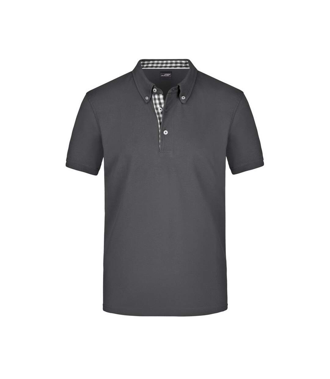 Polo Motif/style Uni Homme Gris Clair Chiné Noir James And Nicholson-1