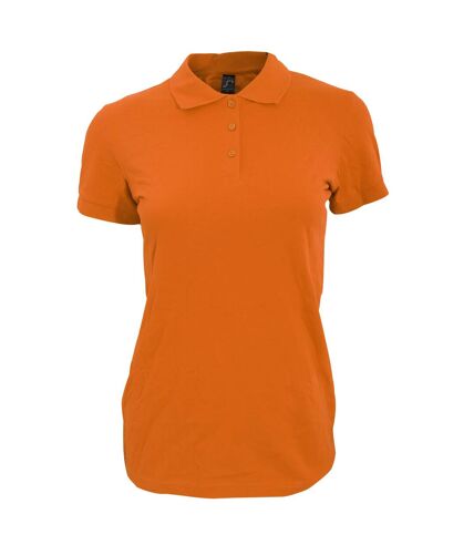SOLS Womens/Ladies Perfect Pique Short Sleeve Polo Shirt (Orange)