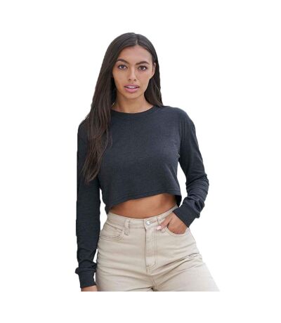 Womens/ladies Heather Crop T-shirt Black Awdis