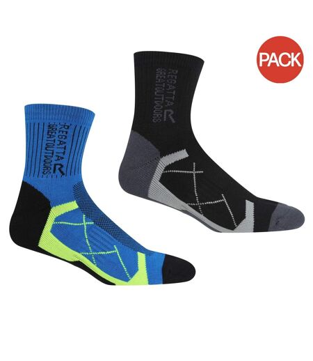 Pack of 2  Mens active outdoor socks  black/hawaiian blue Regatta