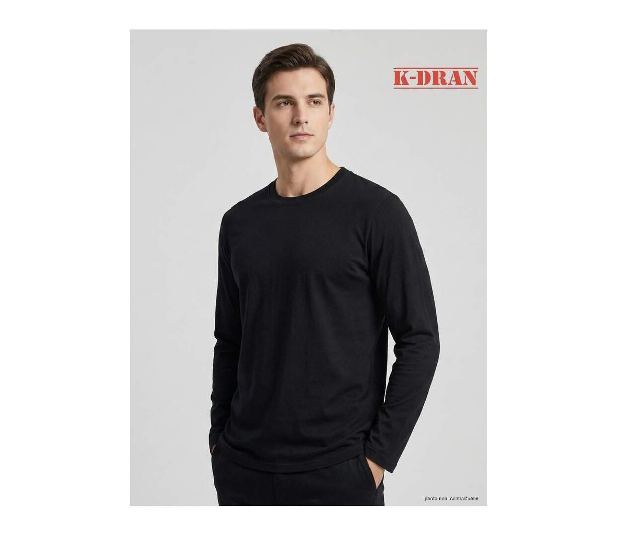 Tee-shirt Manches Longues Homme K-Dran KH0008N Noir-1