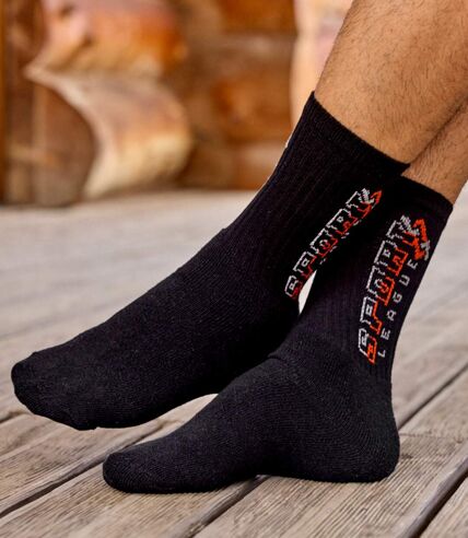 Pack of 5 Pairs of Men's Sports Socks - Black White Grey