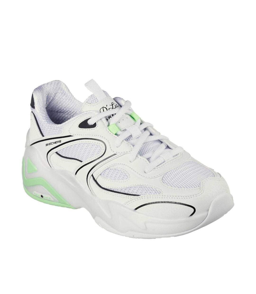 Womens/ladies D´lux Slip-on Trainers White Lime Skechers-1