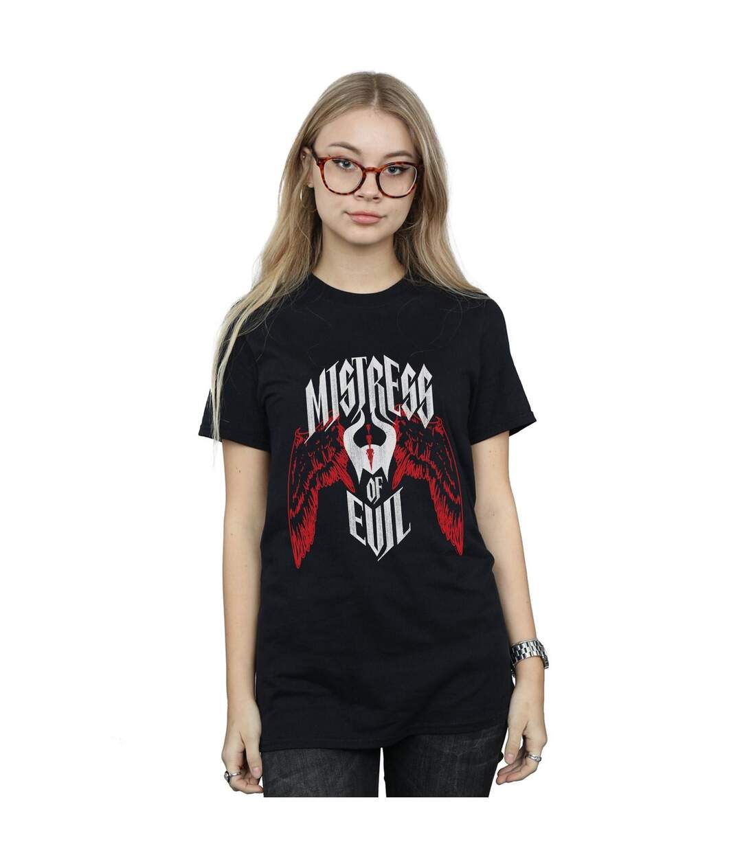 Disney Femme/Ladies Maleficent Mistress Of Evil Wings Coton Boyfriend T-Shirt (Noir) - UTBI35459-2