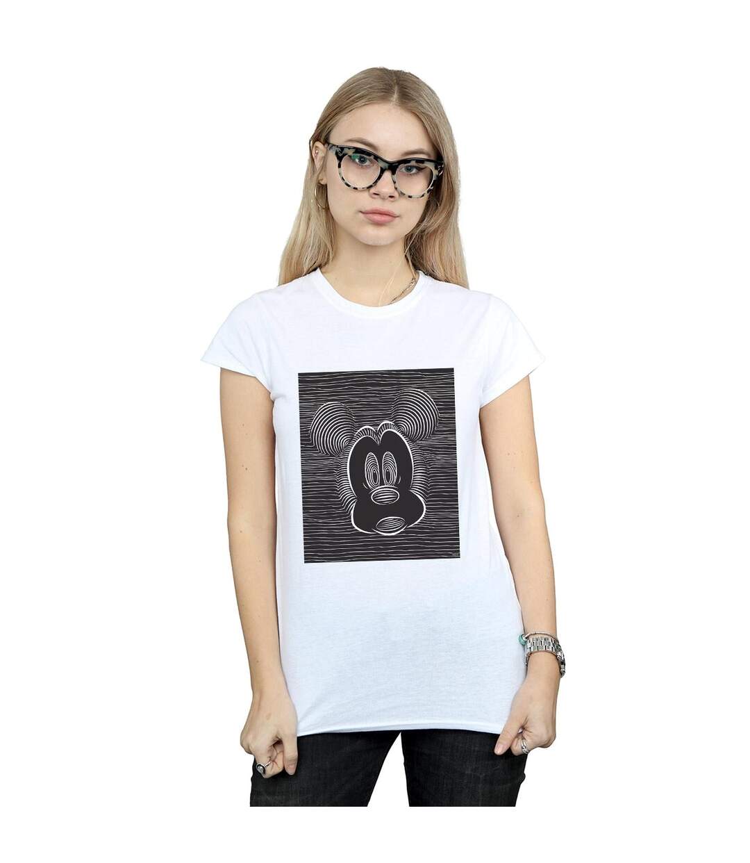 Disney T-Shirt coton yeux magiques Mickey Mouse Femme/Ladies (Blanc) - UTBI31846-2