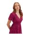 Robe Mi-longue Manches Bouffantes Motif/style Floral En Relief Femme Fuchsia Lovedrobe-3