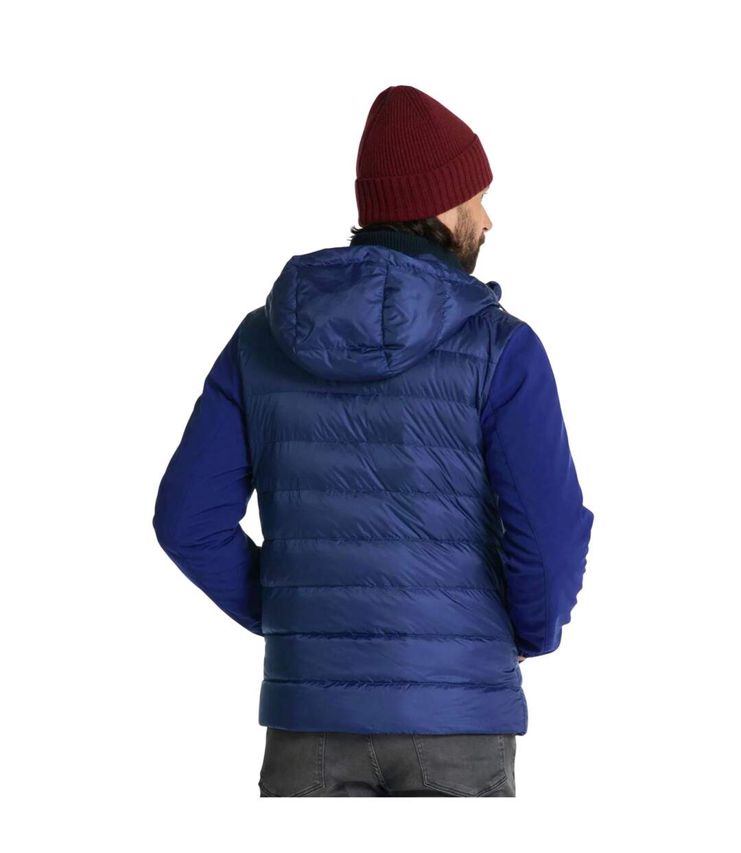 Mens Mixed Softshell Down Jacket Navy Gant-3