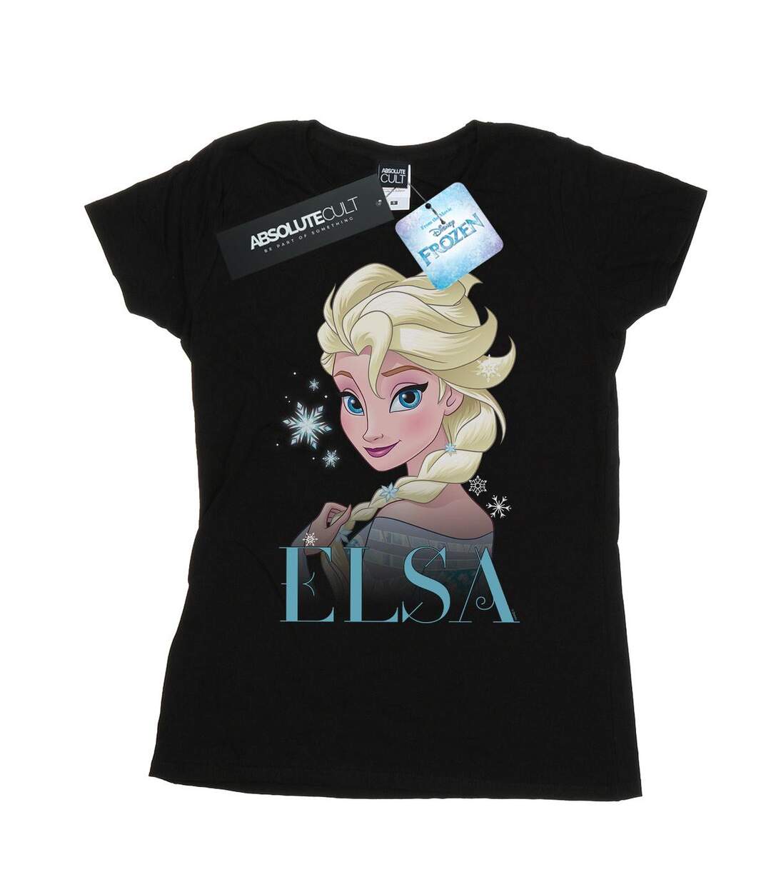 Disney T-shirt en coton Frozen Elsa Snowflake Portrait Womens/Ladies (Noir) - UTBI21973-1