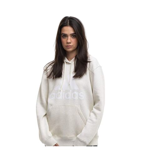 Womens/ladies Essentials Big Logo Fleece Hoodie Beige Adidas