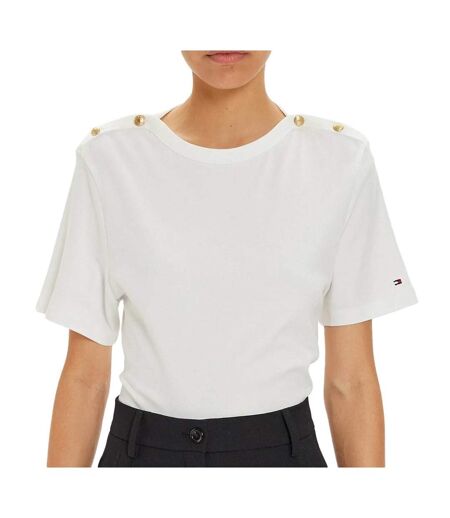 T-Shirt blanc femme tommy hilfiger reg stripe gold - l