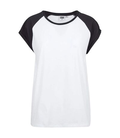 T-shirt Manches Raglan Motif/style Contrasté Femme Blanc Noir Urban Classics