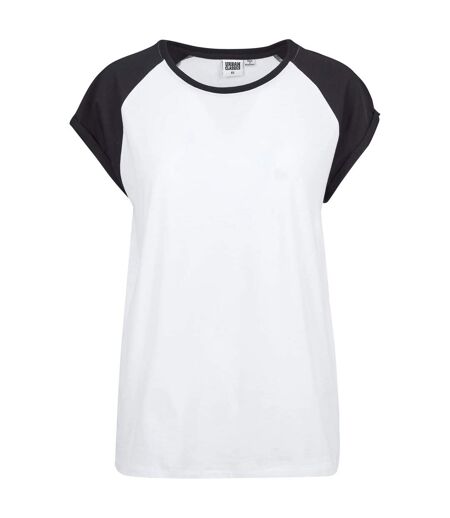 T-shirt Manches Raglan Motif/style Contrasté Femme Blanc Noir Urban Classics