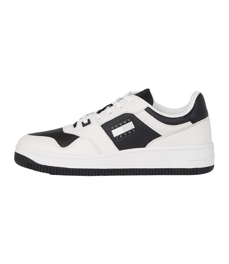 Mens Leather Basketball Cupsole Trainers White Black Tommy Jeans