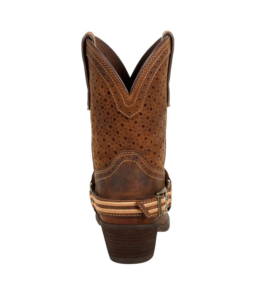 Womens/ladies crush full grain leather shortie cowboy boots bomber brown Durango-2