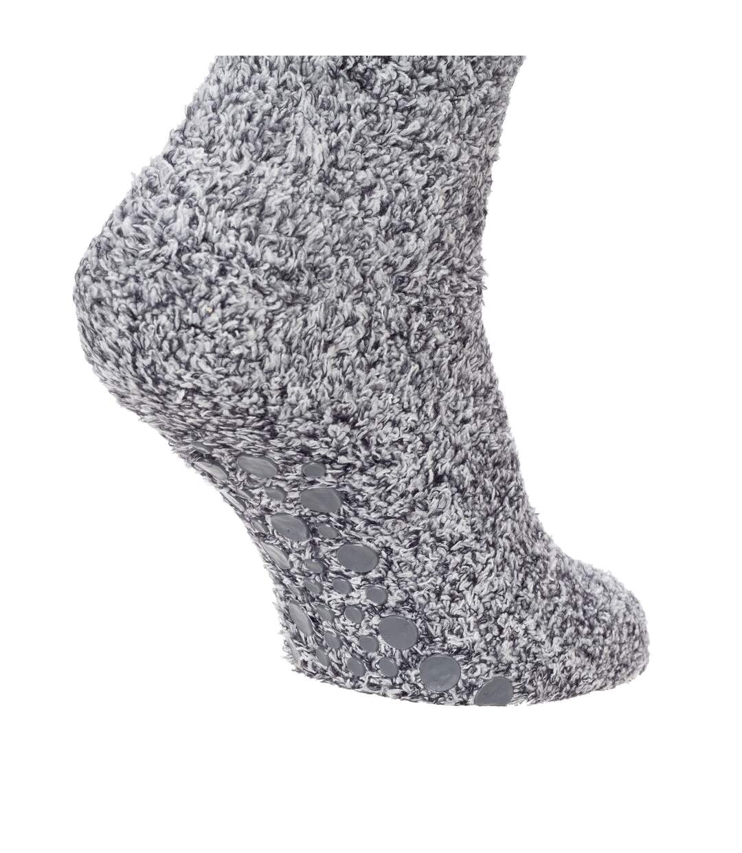 Ladies warm slipper socks with rubber non slip grip grey Floso