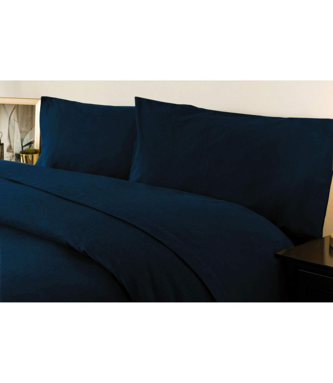Brushed cotton fitted sheet navy Belledorm-1