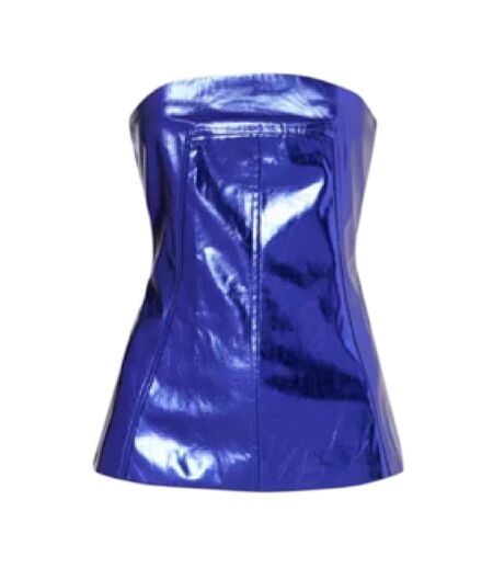 Womens/ladies Jhnna Faux Leather Slim Tube Top Purple AmyLynn