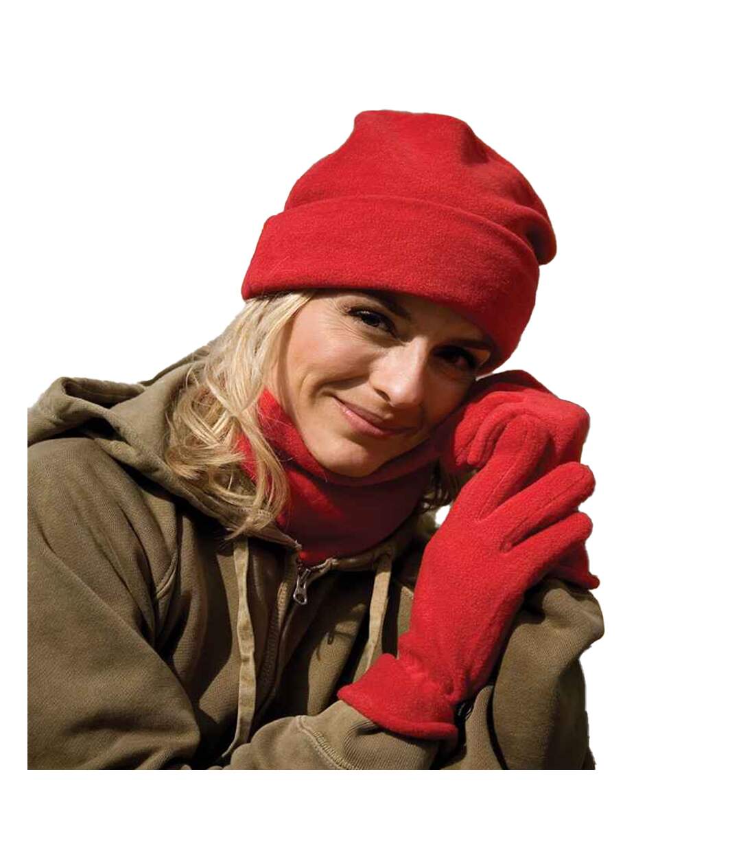 Ensemble Bonnet, Gants Et Écharpe Rouge Result Winter Essentials-2