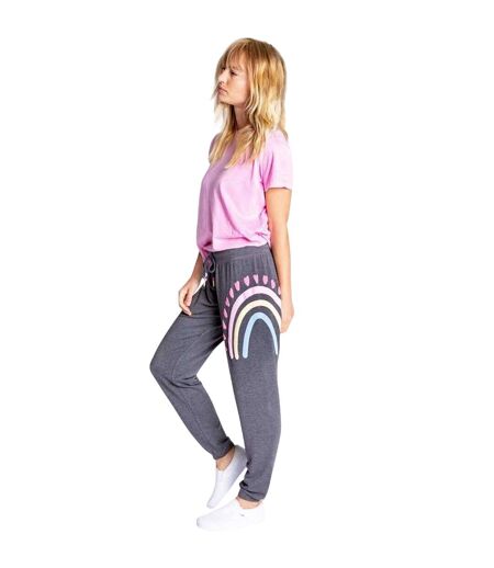 Womens/ladies Rainbow Heart Jogging Bottoms Anthrazit PJ Salvage